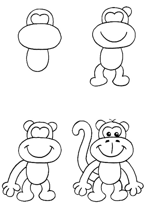 Рисуем обезьяну поэтапно карандашом