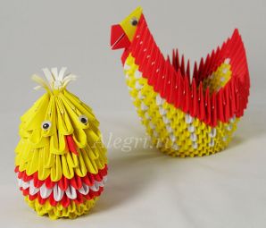 Модульное оригами. Курочка и цыплёнок