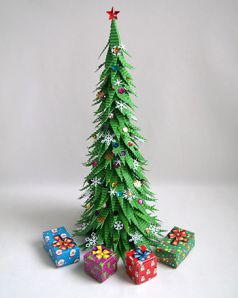 Новогодняя елка из гофрированного картона своими руками. Мастер-класс с фото. Елочка из гофрированной бумаги «Зеленая красавица