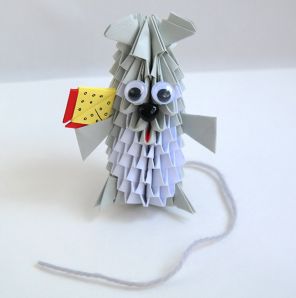 Модульное оригами «Мышка». Схема сборки пошагово с фото