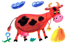 Поэтапное рисование коровы для детей 6-7 лет